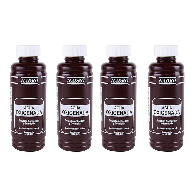 Agua Oxigenada Nadro Cuatro Pzs De 100 Ml C/u -... image number null