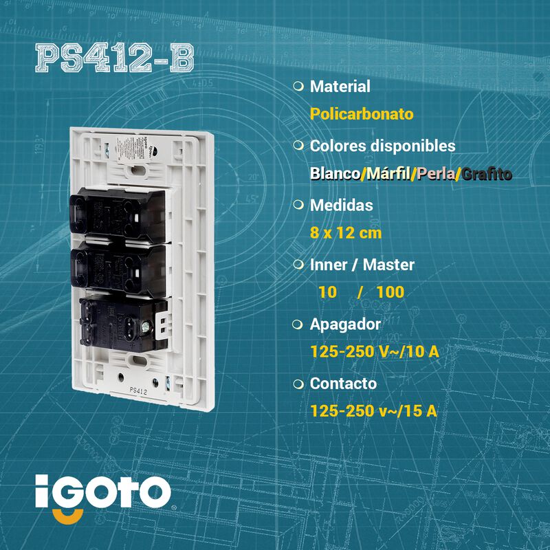 10 Pack Placa de 3 M&oacute;dulos 2 Apagadores y 1 con... image number null