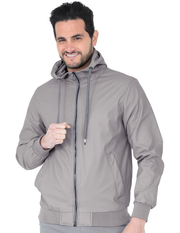 Chamarra Hombre Casual Premium Lisa Con Gorro A... image number null