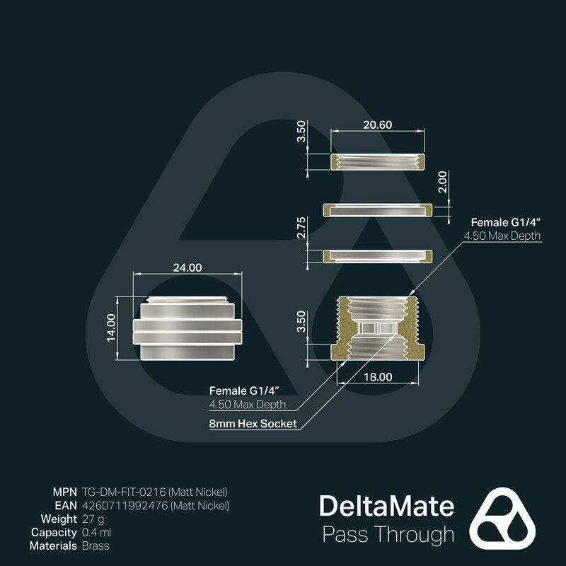 Thermal Grizzly Deltamate Pasamuros G1/4 Niquel... image number null