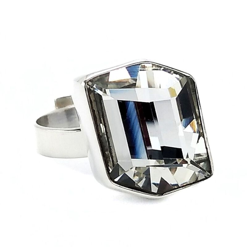 Anillo ajustable Fancy cristal con plata .925 Z... image number null