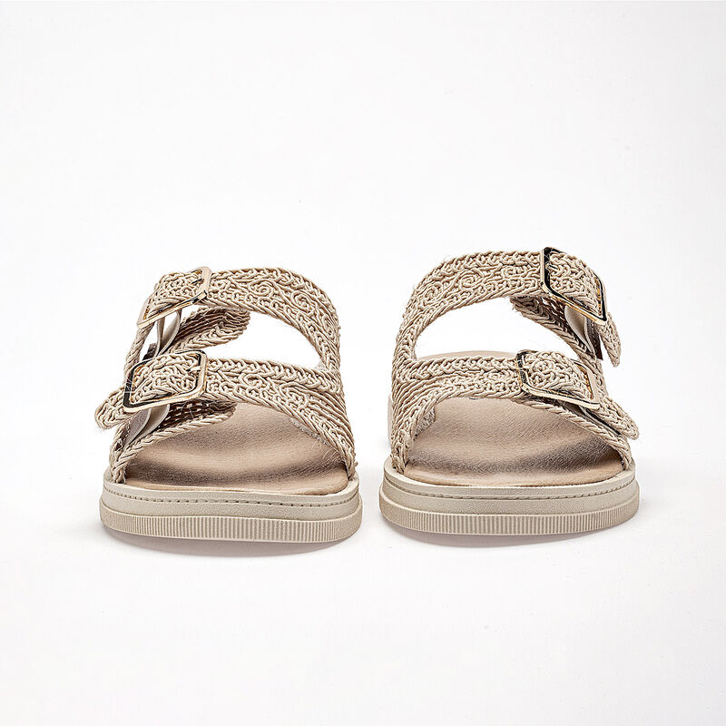 Ni&ntilde;as Fashion sandalia piso para mujer beige co... image number null