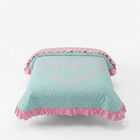 Colcha Neo Coraz&oacute;n Menta Rosa Matrimonial Con Fundas Concord