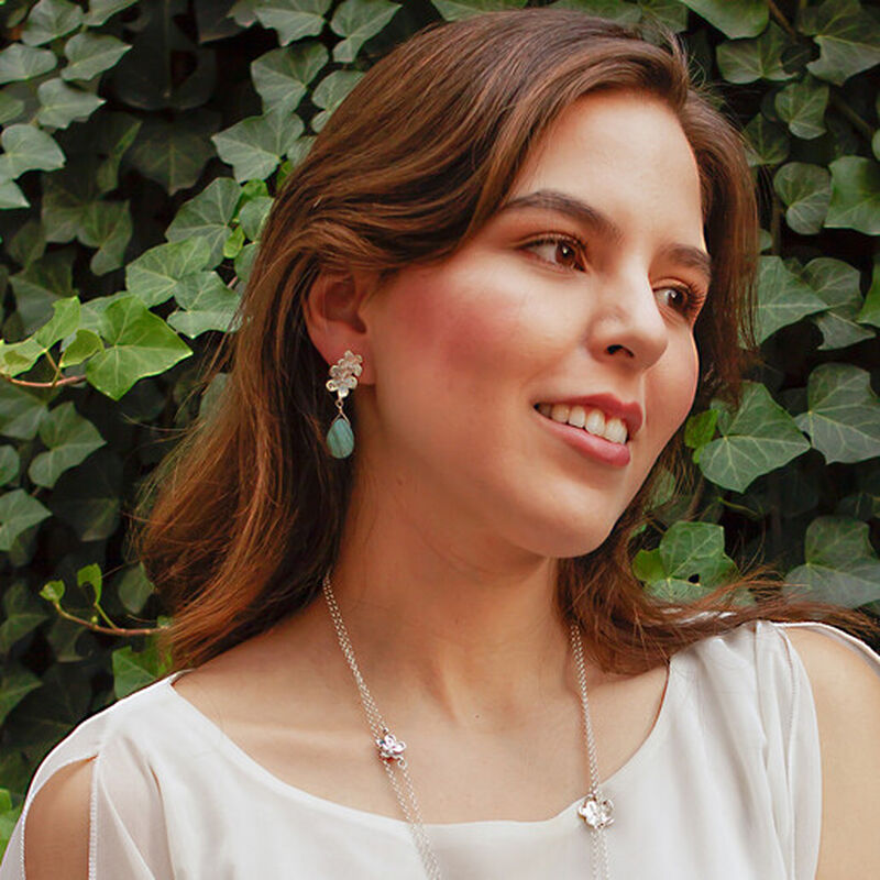 Aretes largos Floral con &Aacute;gata image number null