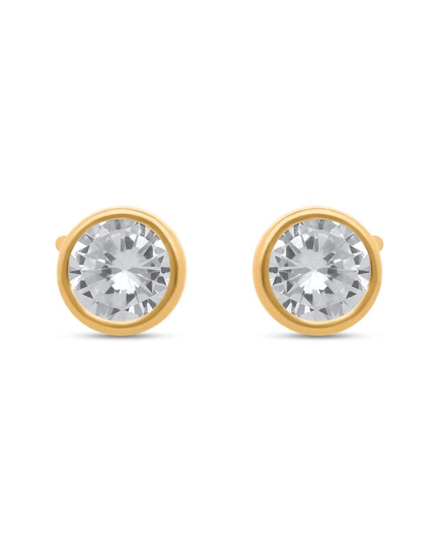 Broqueles De Oro Amarillo 14k Con Zirconias (5 ... image number null