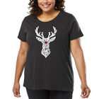 Camiseta De Talla Grande Word Art Para Mujer - Renos de Santa- Gris