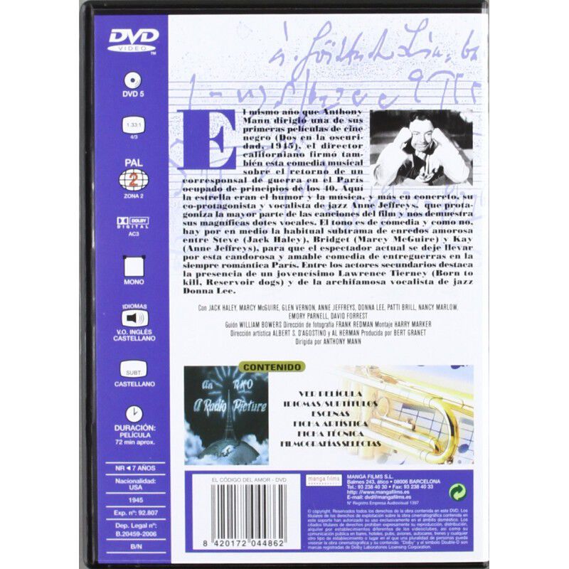 El C&oacute;digo Del Amor (rko) [dvd] (1945) Sing Your... image number null