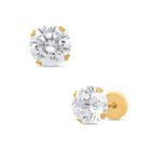 Broqueles De Oro Amarillo 14k Con Zirconias (6 Mm Aprox)