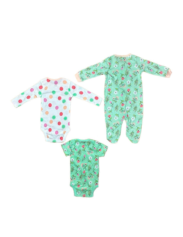 Kit 3 Piezas Bebé Niña Onesies Mamelucos y Paña... image number null