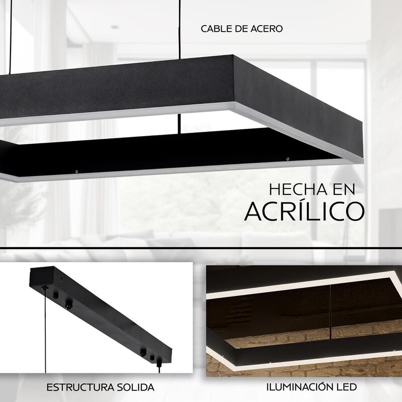 Lampara Candil De Techo De Led Cuadro Suspendid... image number null