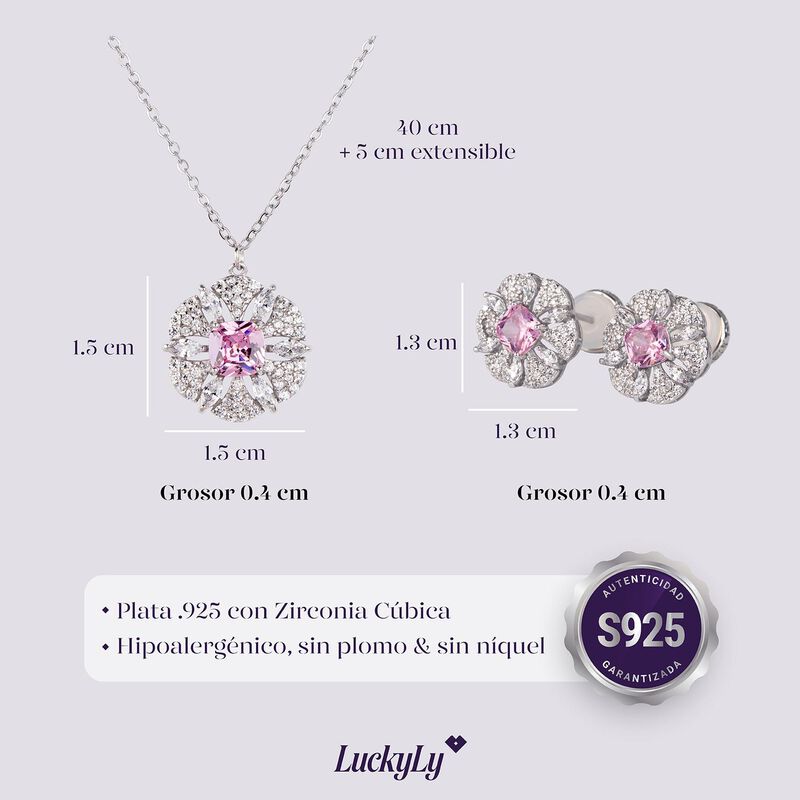 Set De Joyer&iacute;a Fiora Luckyly Plata .925 Con Zir... image number null