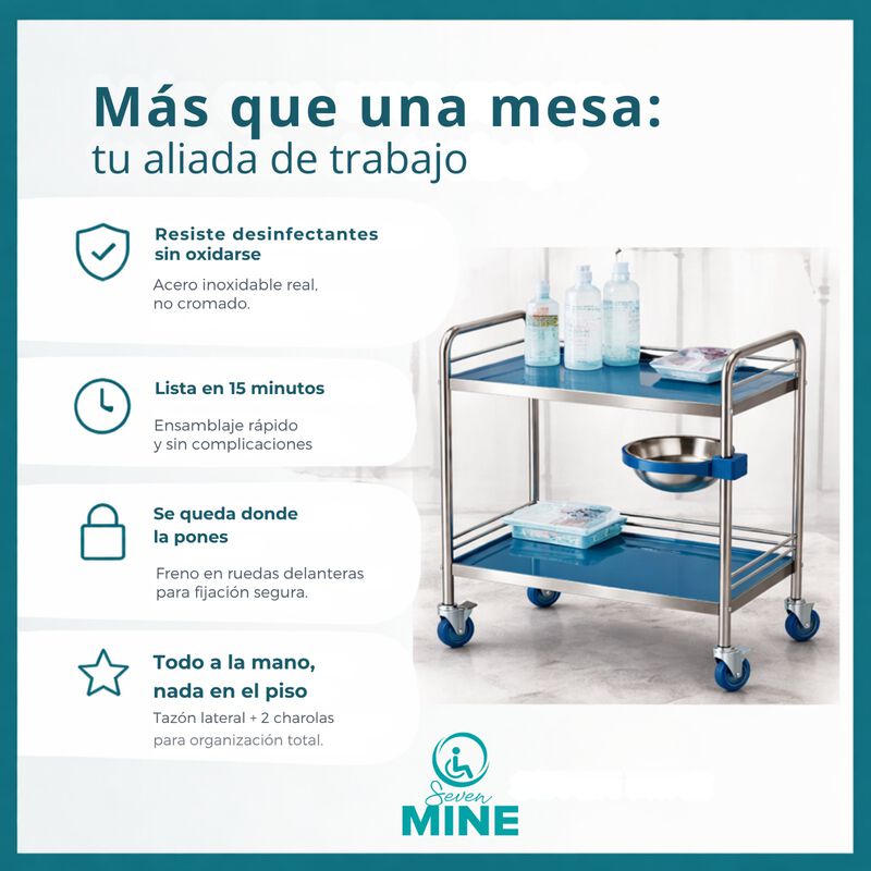 Mesa Pasteur Acero Inoxidable Con Taz&oacute;n Lateral... image number null