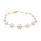 Pulsera Oro Amarillo 14k Con Perlas Rosas 3-9mm Taiw-5pa