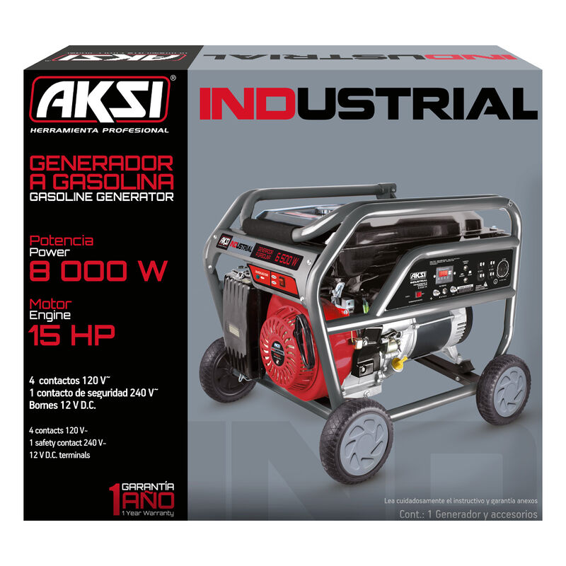 Generador Electrico Aksi Portatil a Gasolina 15... image number null