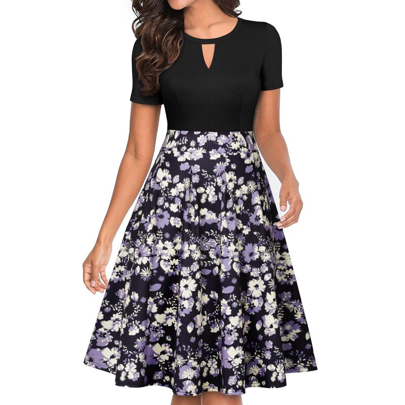 Vestido Yathon Floral Flare Swing Casual con Bo... image number null