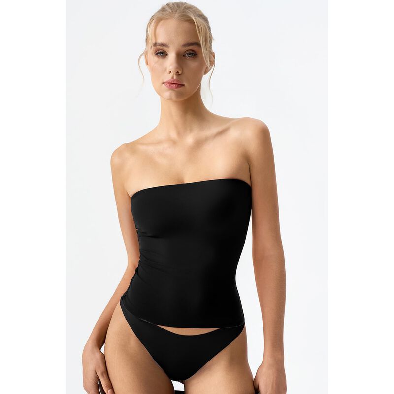 Top Tubo Qinsen Negro Sin Tirantes Doble Forro image number null