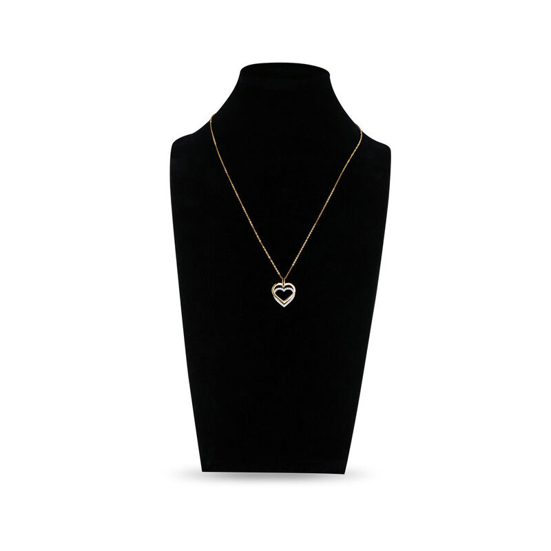 Dije Coraz&oacute;n Bicolor 10k Con Zirconias + Cadena... image number null