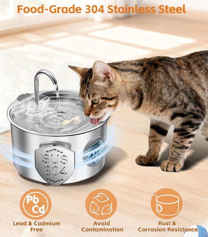 Fuente De Agua Para Gatos Upawpia 3,2 l Acero I... image number null