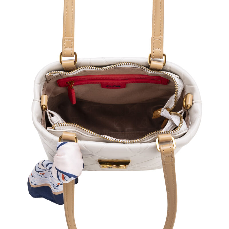 Bolsa Tote Chica Con Troquelado Color Beige image number null