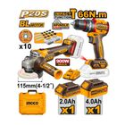 Combo Rotomartillo + Miniesmeriladora 4 1/2&rdquo; 20v Uckli20273 Ingco