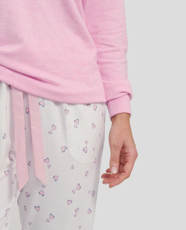 Pijama Largo Mixto con Corazones Rosa image number null