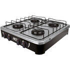 Parrilla Estufa De Mesa Aksi 4 Quemadores Negro Acero Inoxidable