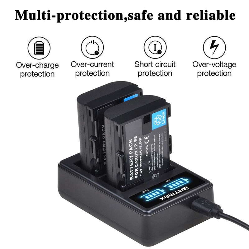 Bater&iacute;a Batmax Lp-e6 2650 Mah Con Cargador Dobl... image number null
