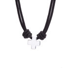 Cruz Lisa Plata en Cordino Negro