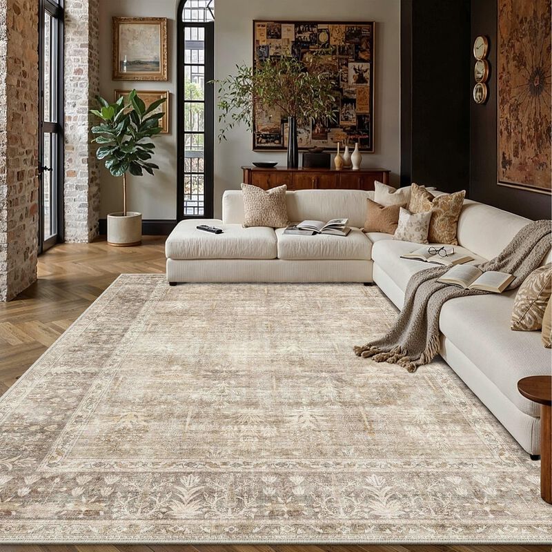 Alfombra Hugear 244x254 Cm Beige Lavable De Pel... image number null