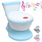 Baño Entrenador para Niños Sonido de Descarga Asiento Acolchado Antisalpicaduras Antideslizante Diseño Realista - Azul
