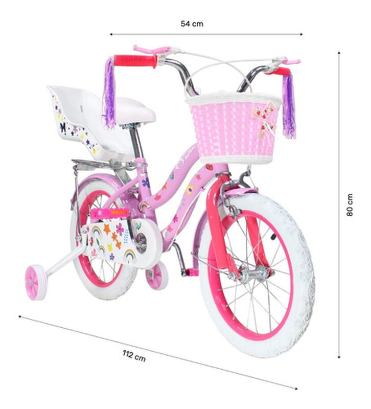 Bicicleta Rosa Infantil R16 Para Ni&ntilde;a + Canasta... image number null