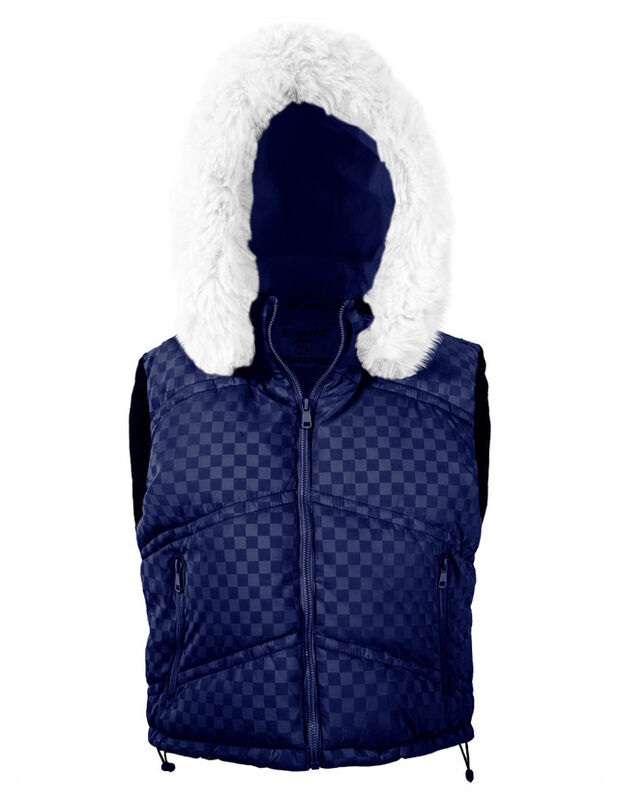 Chaleco Capitonado Corto Gorro Desmontable Azul... image number null