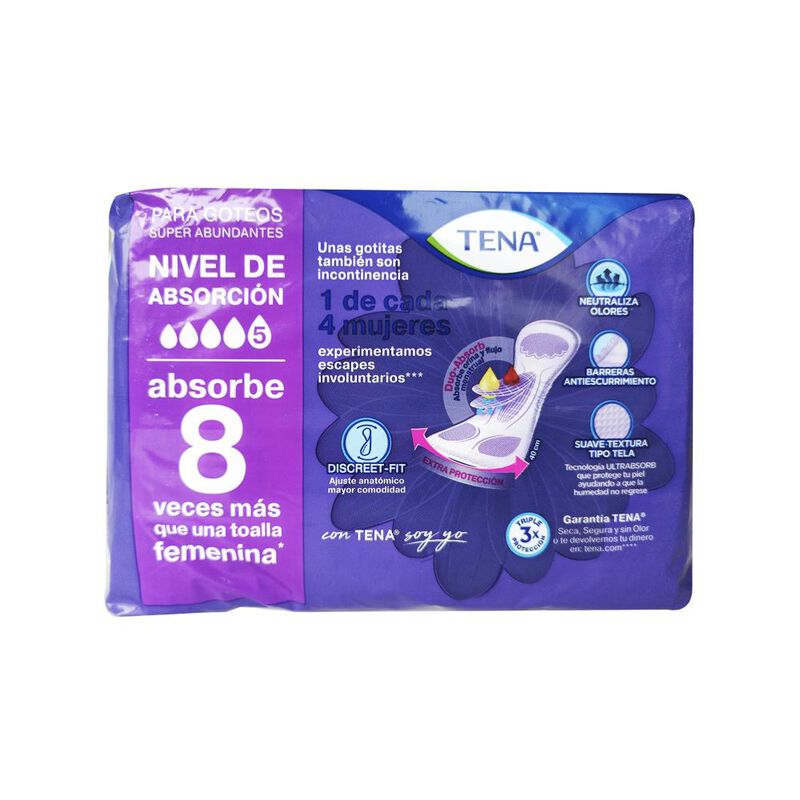 Toallas Tena Lady Discret Extra Nocturna 8pzs image number null