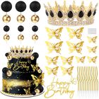 Set De Corona Y Decoraciones Para Pastel Zoyvux Dorado Y Negro
