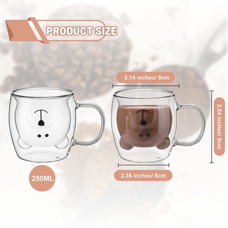 Taza De Vidrio Patelai Oso 250 ml Doble Pared C... image number null