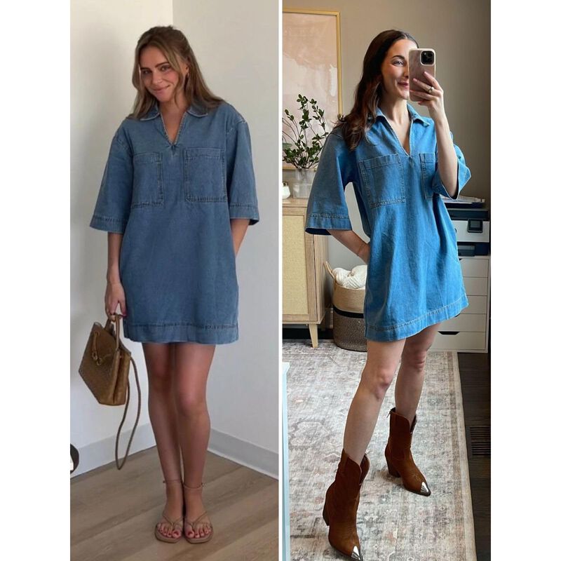 Vestido Camisa Denim Fisoew Cuello V Mini - Azu... image number null