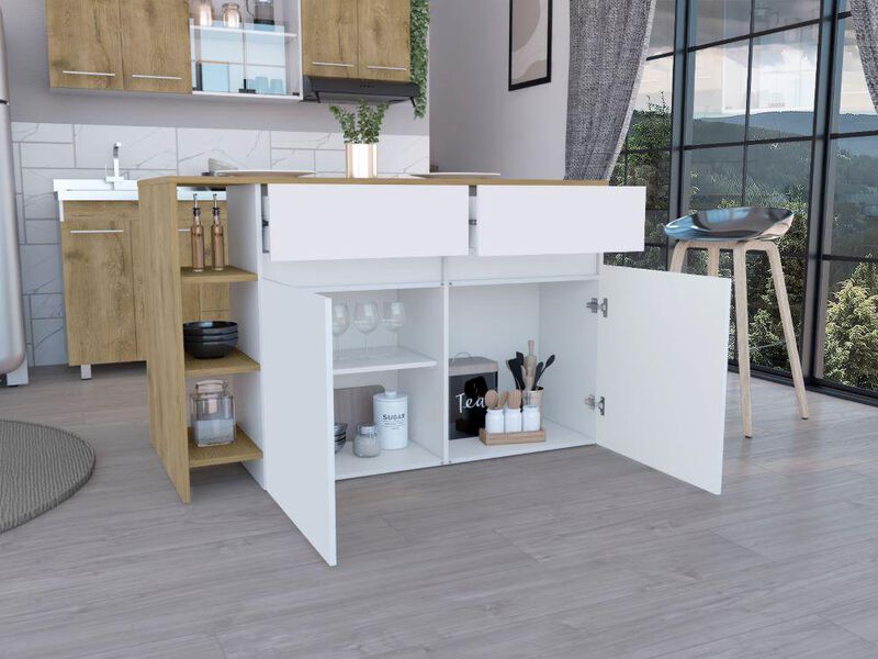 Barra De Cocina Polux Blanco Y Beige Virtual Mu... image number null