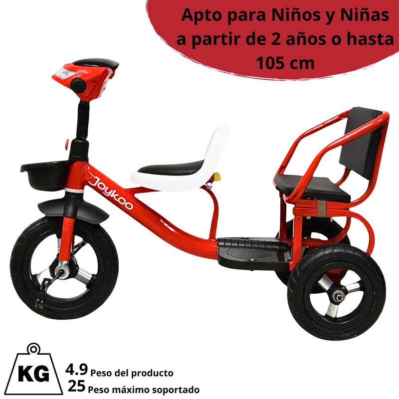 Triciclo para Ni&ntilde;os Dos Asientos Torreta con Lu... image number null