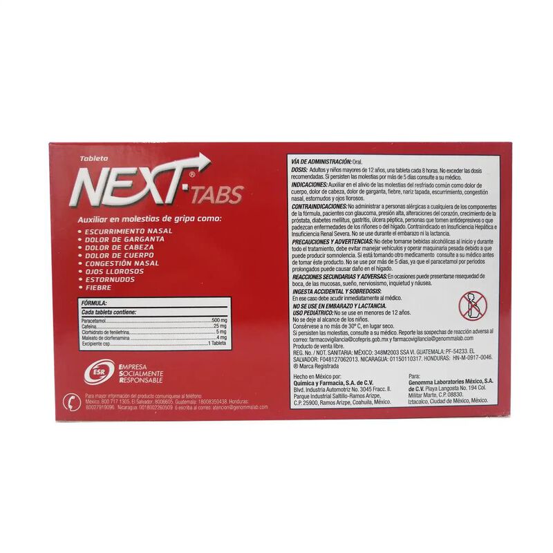 Next-tabs 500/25/5/4 Mg 20 Tableta(s) image number null