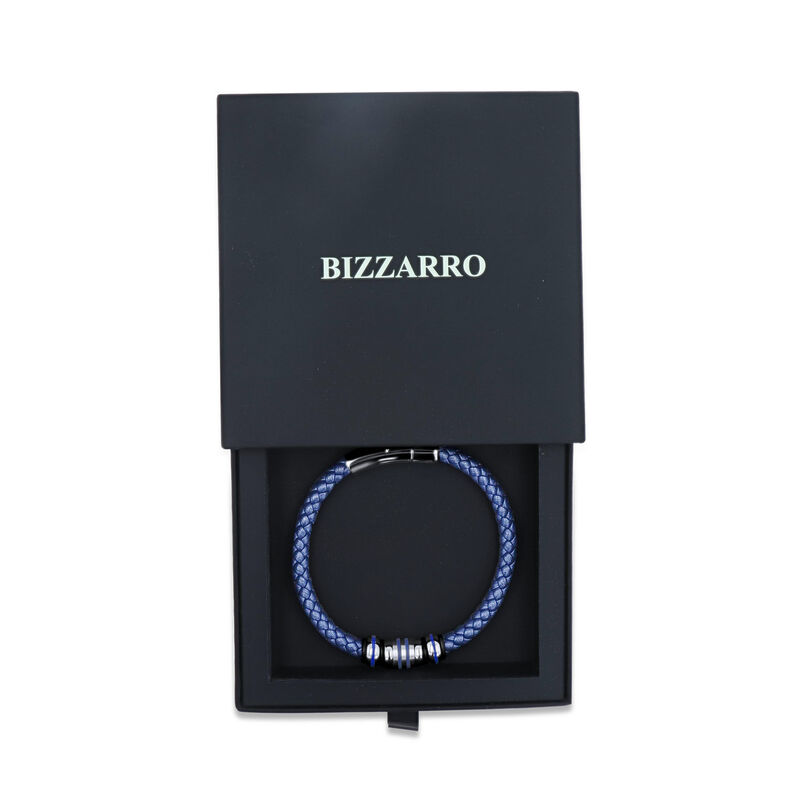 Pulsera De Acero Y Piel En Color Azul Para Caba... image number null