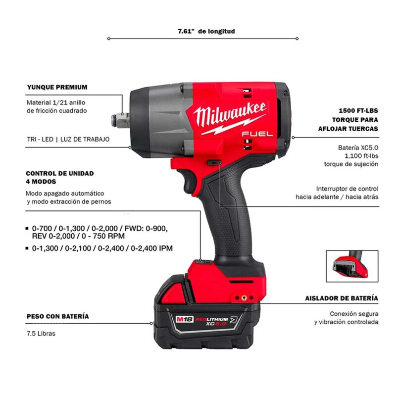 Llave De Impacto M18 Fuel 1/2 Pulg Alto Torque ... image number null