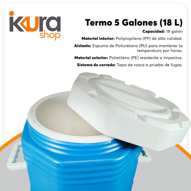 Termo 5 Galones Con Grifo 18L Azul 12121 image number null