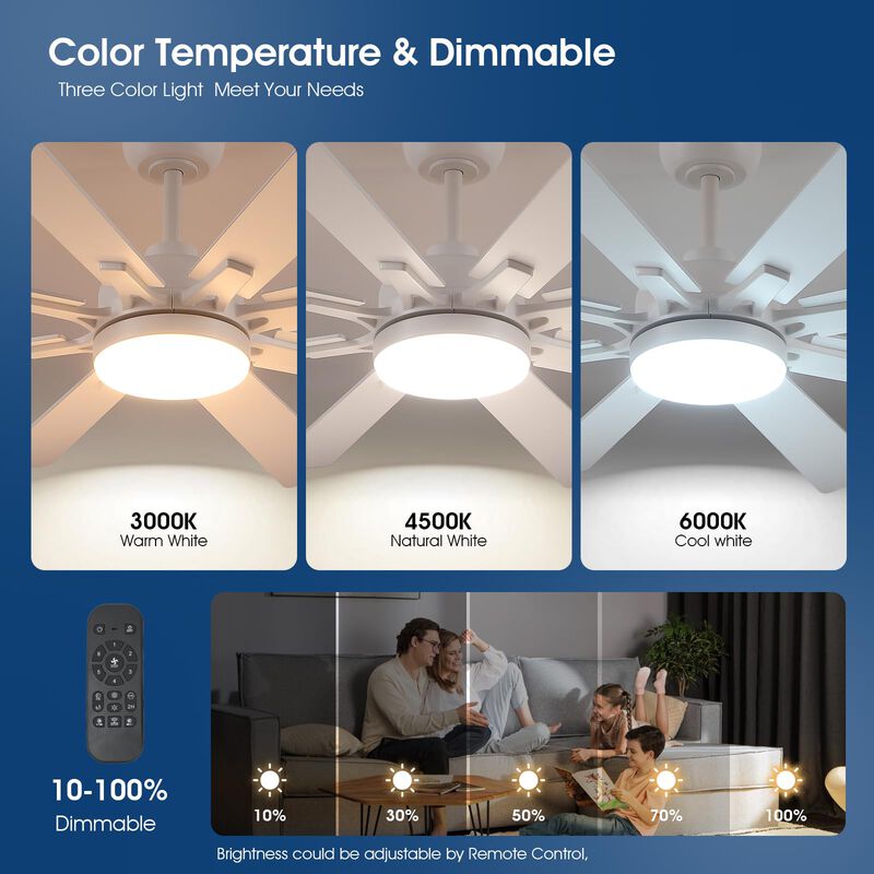 Ventilador De Techo Kviflon 132 Cm Con Luces Y ... image number null