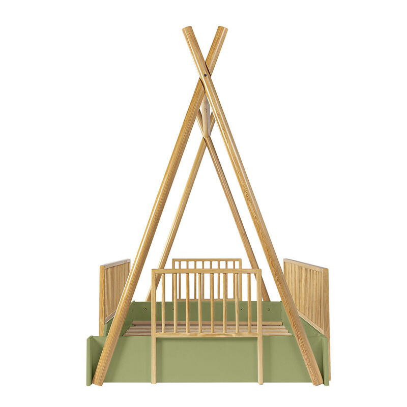 Cama Tipi Montessori de Madera con Barandales R... image number null