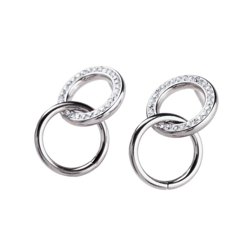 Aretes Acero Inoxidable Zirconia Joyer&iacute;a Regalo... image number null