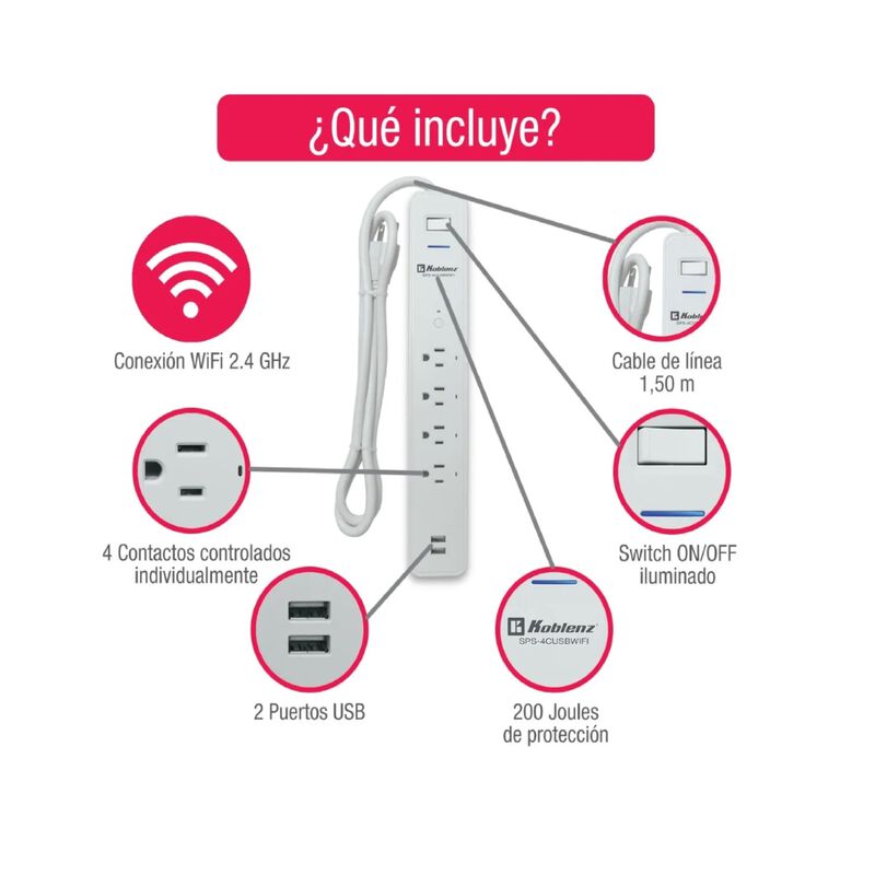 Supresor Inteligente Koblenz SPS-4CUSBWIFI 4 Co... image number null