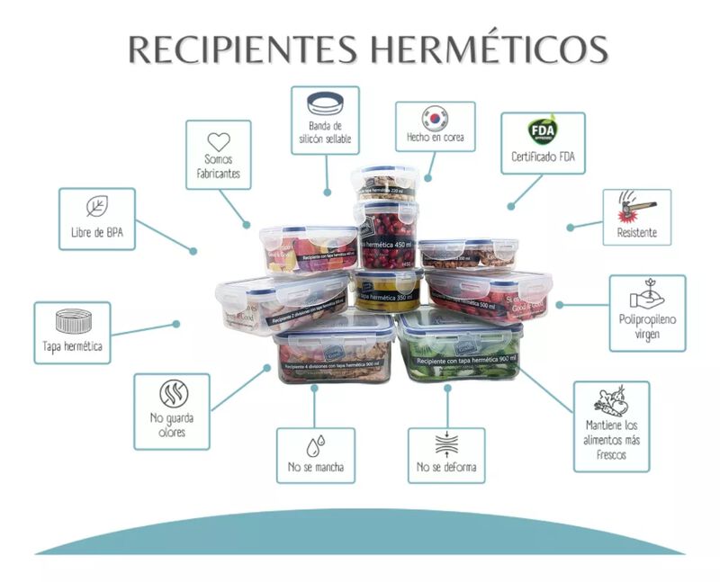 Recipiente 4 divisiones con tapa herm&eacute;tica 900 ... image number null