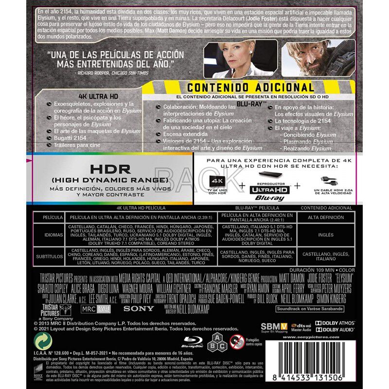 Elysium (4k Uhd + Blu-ray) image number null