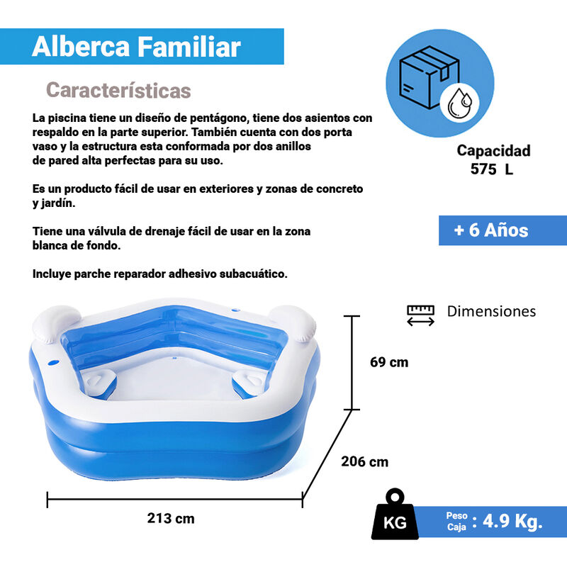 Alberca Inflable Piscina 2 Metros Piscina Famil... image number null
