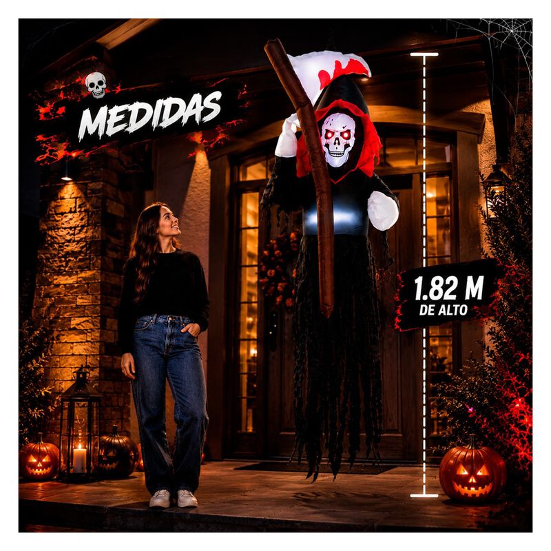 Inflable Halloween Parca Esqueleto Gigante 1.8m... image number null